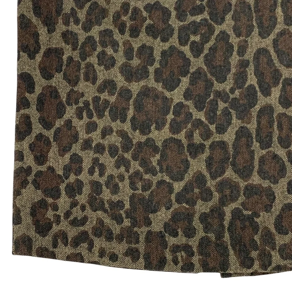 Wool Blend Leopard Pencil Skirt
